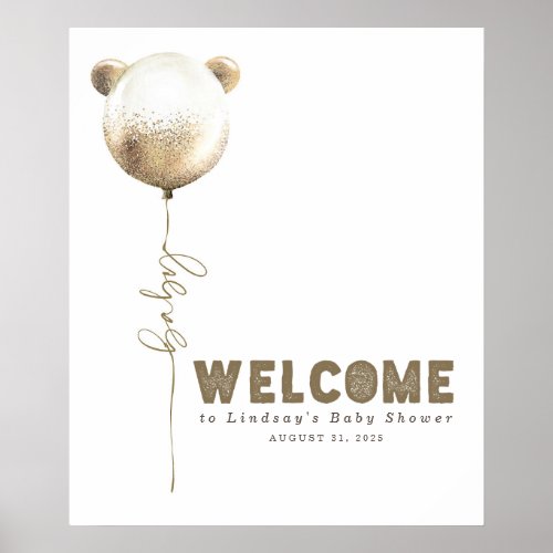 Teddy Bear Balloon Baby Shower Welcome Sign