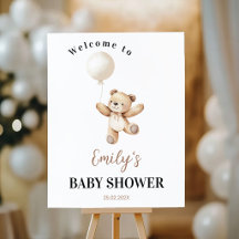 Teddy Bear Balloon Baby Shower Welcome Sign