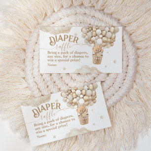 Teddy Bear Balloon Bearly Wait Baby Shower diaper Enclosure Card