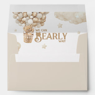 Teddy Bear Balloon Bearly Wait Baby Shower Envelope