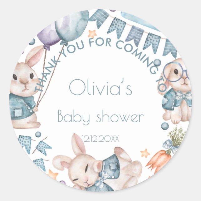 Teddy Bear Balloon Bearly Wait Baby Shower Favor Classic Round Sticker (Front)