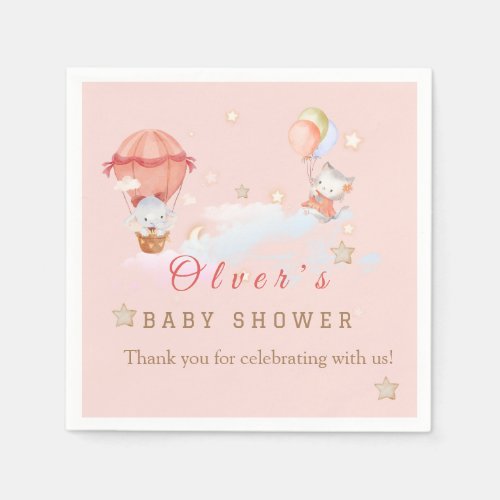 Teddy Bear Balloon Bearly Wait Baby Shower Favor Napkins