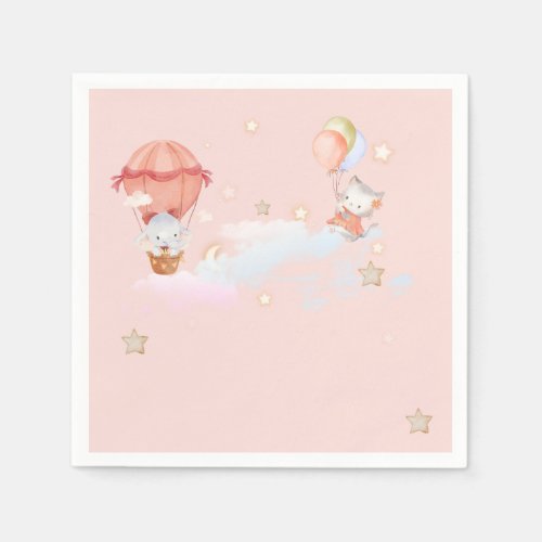 Teddy Bear Balloon Bearly Wait Baby Shower Favor Napkins