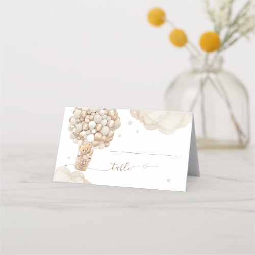 Teddy Bear Balloon Bearly Wait Baby Shower game Place Card
