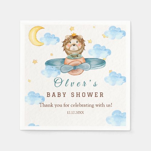 Teddy Bear Balloon Bearly Wait Baby Shower Napkins