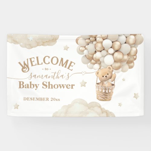 Teddy Bear Balloon Bearly Wait Baby Shower welcome Banner