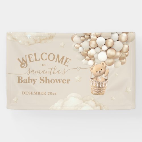 Teddy Bear Balloon Bearly Wait Baby Shower welcome Banner
