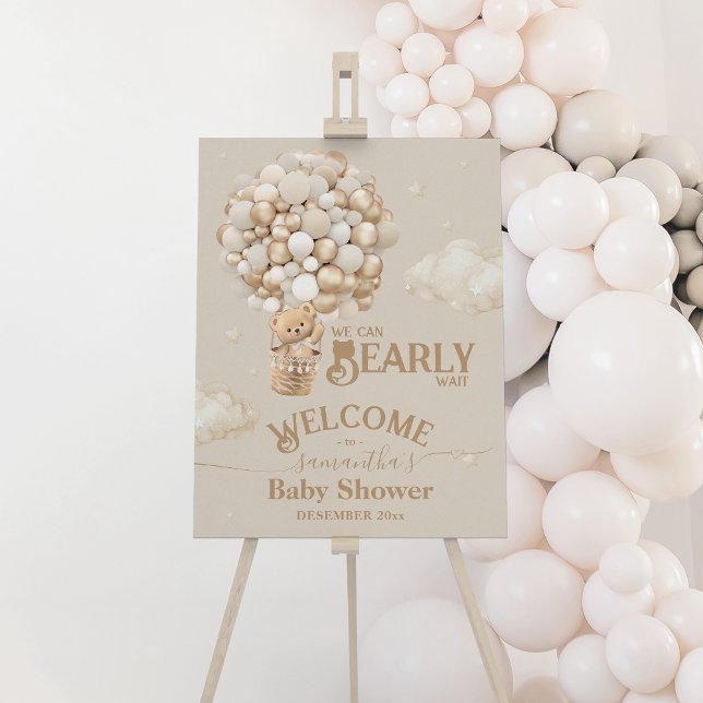 Teddy Bear Balloon Bearly Wait Baby Shower welcome Foam Board (Creator Uploaded)
