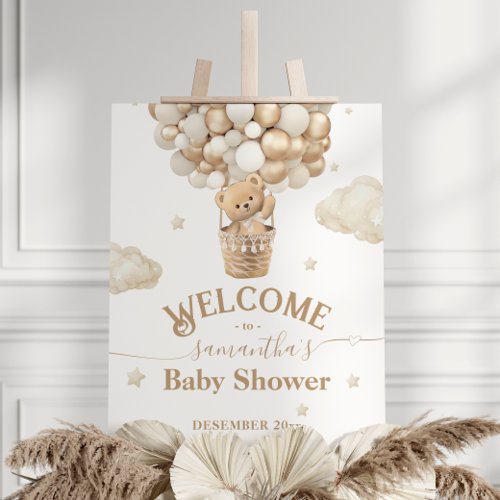 Teddy Bear Balloon Bearly Wait Baby Shower welcome Foam Board