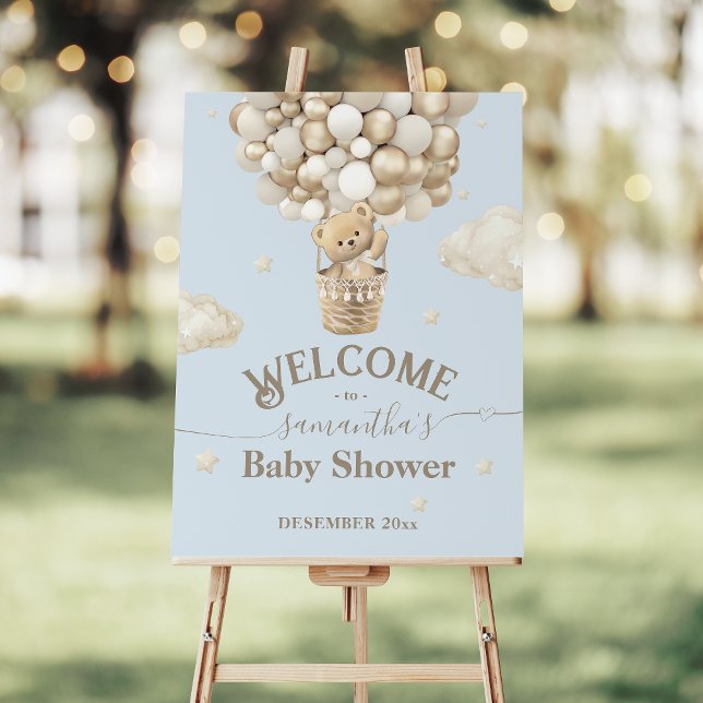 Teddy Bear Balloon Bearly Wait Baby Shower welcome Foam Board (Creator Uploaded)