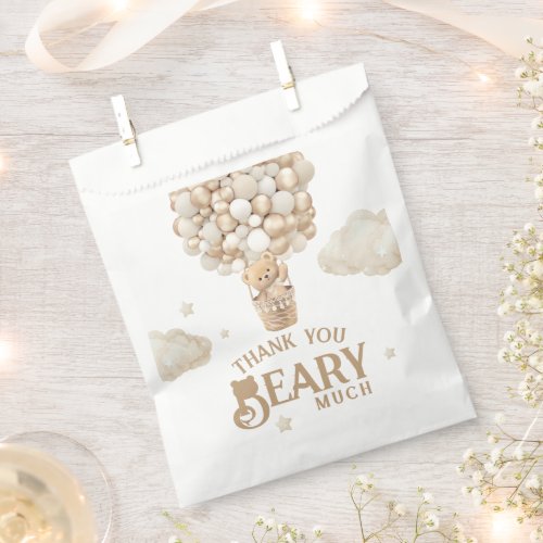 Teddy Bear Balloon Bearly Wait neutral Baby Shower Favor Bag