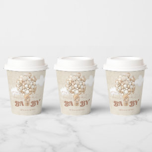 Teddy Bear Balloon Bearly Wait Neutral Baby Shower Paper Cups