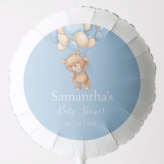 Teddy Bear Balloon Blue baby shower  (Front)
