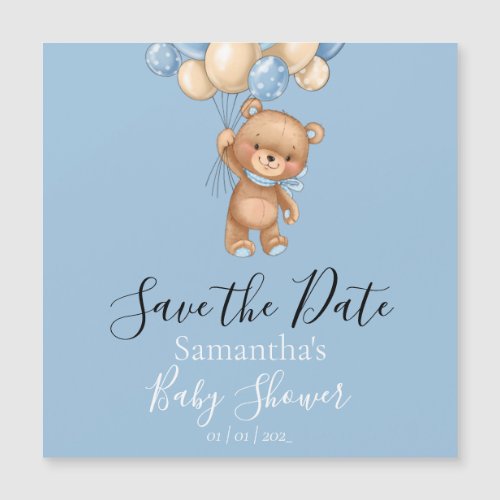 Teddy Bear Balloon Blue Baby Shower Save the Date