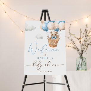 Teddy Bear Balloon Blue Boy Baby Shower Welcome Foam Board