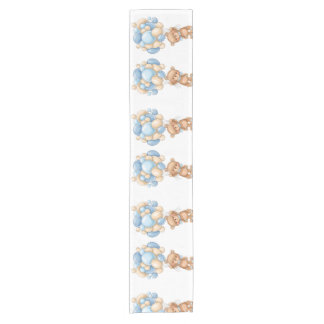 Teddy Bear Balloon Blue Short Table Runner