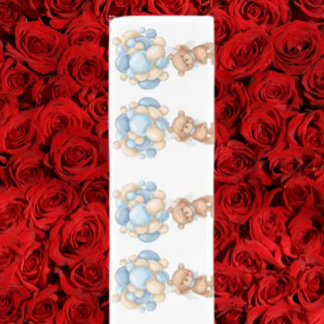 Teddy Bear Balloon Blue   Short Table Runner