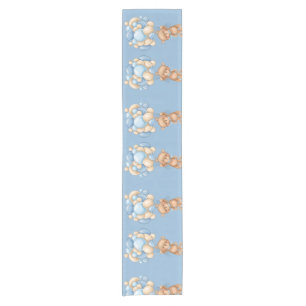 Teddy Bear Balloon Blue Short Table Runner