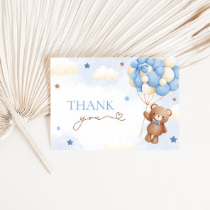 Teddy Bear Balloon Blue Thank You Cards