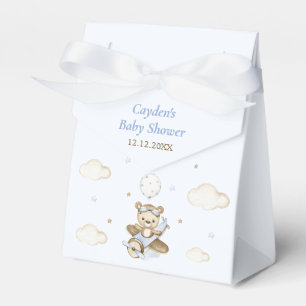 Teddy Bear Balloon Boy Bearly Wait Baby Shower Favor Boxes