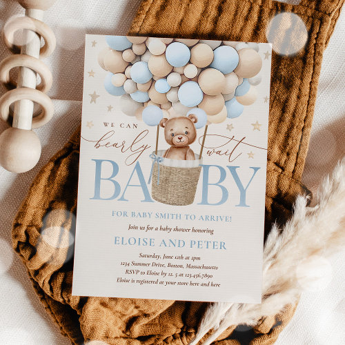 Teddy Bear Balloon Boy Bearly Wait Baby Shower