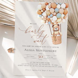 Teddy Bear Balloon Boy Bearly Wait Invitation