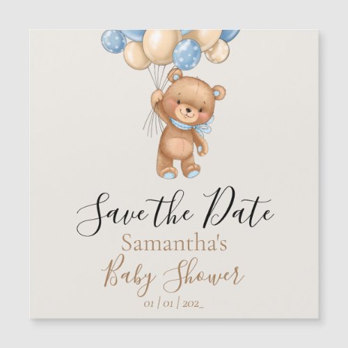 Teddy Bear Balloon Brown Baby Shower Save the Date