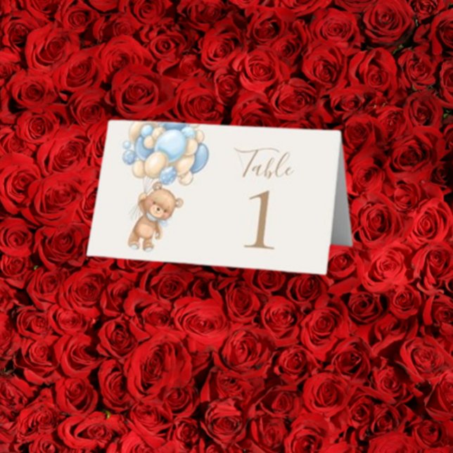 Teddy Bear Balloon Brown Place Card (Delight your guests with our charming Teddy Bear Balloon Brown Place Card)