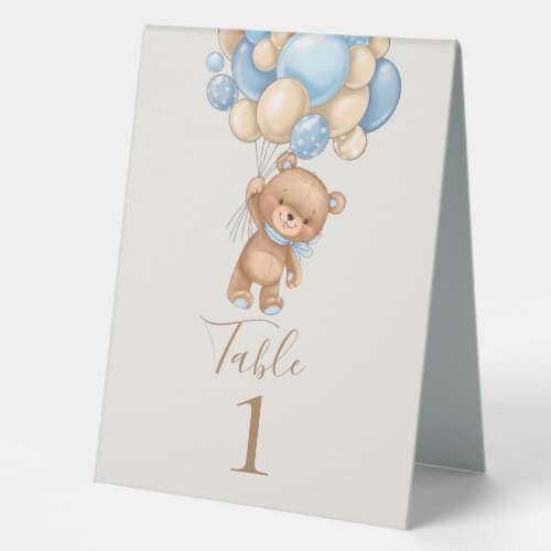 Teddy Bear Balloon Brown  Table Tent Sign