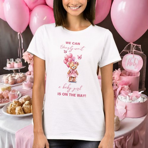 Teddy Bear Balloon Butterfly Girl Baby Mom to Be  T_Shirt