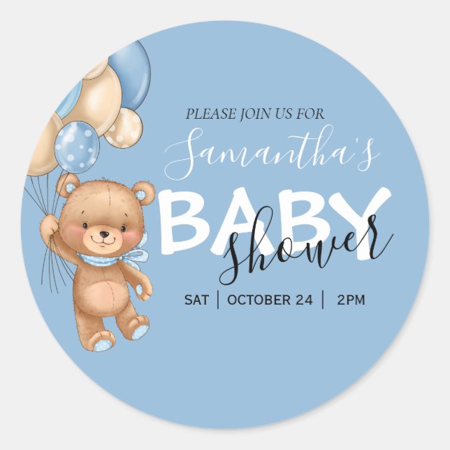Teddy Bear Balloon  Classic Round Sticker (Front)