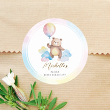 Teddy Bear Balloon Clouds Beary First Birthday
