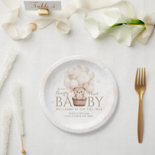Teddy Bear Balloon Gender Neutral Baby Shower  Paper Plates
