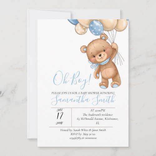 Teddy Bear Balloon Invitation