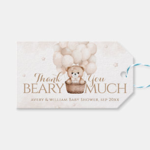 Teddy Bear Balloon Neutral Baby Shower Gift Tags