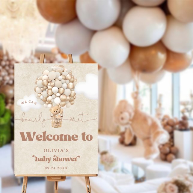 Teddy Bear Balloon Neutral Baby Shower Welcome Foam Board (Creator Uploaded)