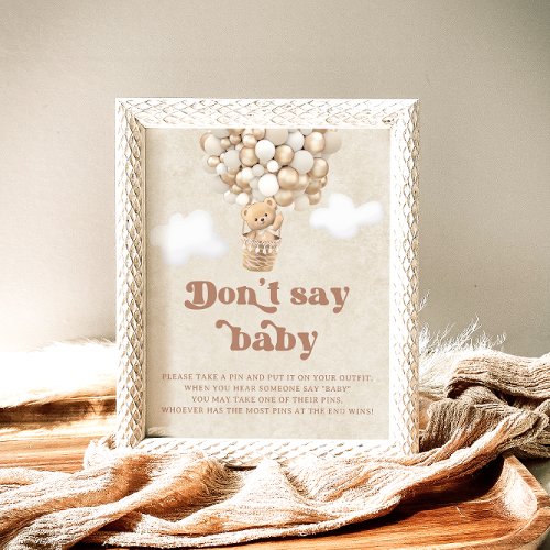 Teddy Bear Balloon Neutral Dont Say Baby Game Poster