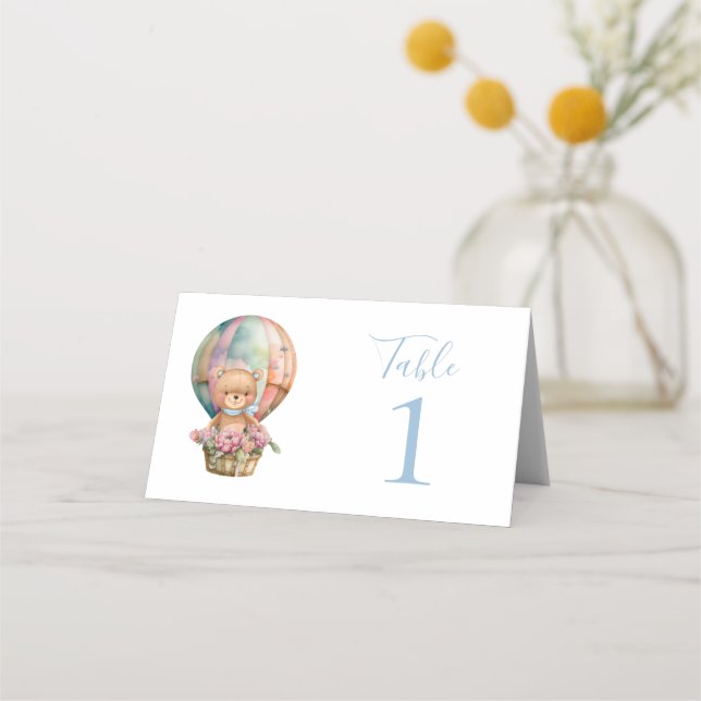 Teddy Bear Balloon  Party Place Card (Back)