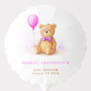 Teddy Bear Balloon Pastel Pink Brown Baby Shower