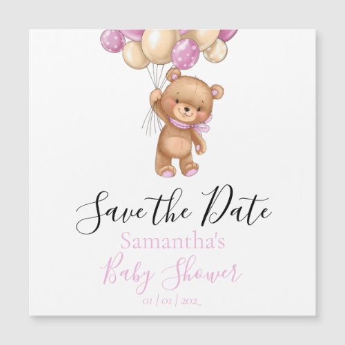 Teddy Bear Balloon Pink Baby Shower Save the Date