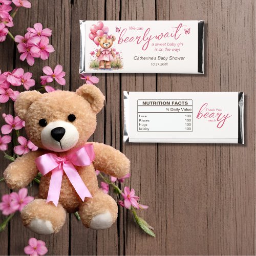 Teddy Bear Balloon Pink Butterfly Girl Baby Shower Hershey Bar Favors