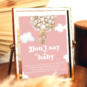 Teddy Bear Balloon Pink Dont Say Baby Game Poster