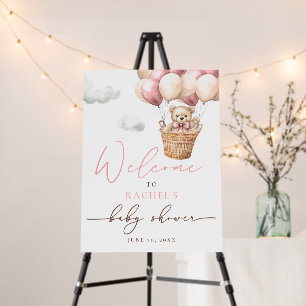 Teddy Bear Balloon   Pink Girl Baby Shower Welcome Foam Board