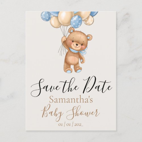 Teddy Bear Balloon Save the Date  Postcard