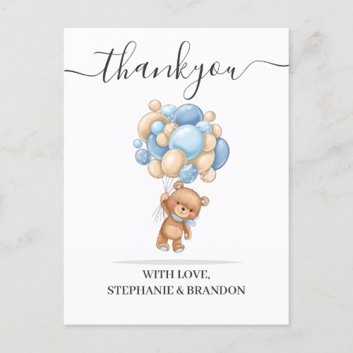 Teddy Bear Balloon Thank You  Card