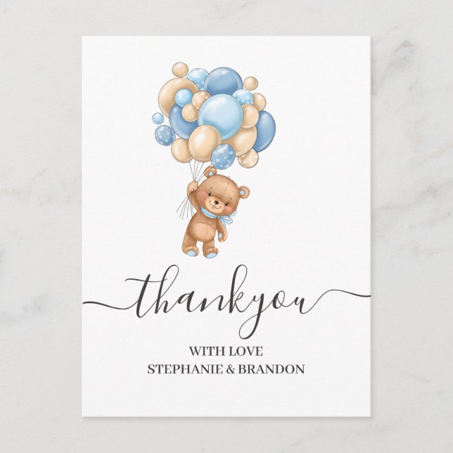 Teddy Bear Balloon Thank You  Card (Front)
