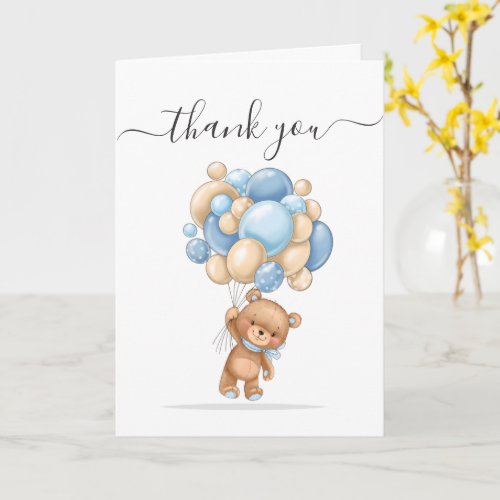 Teddy Bear Balloon Thank You  Card