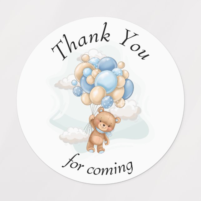 Teddy Bear BALLOON thank you  Labels (Design 1)