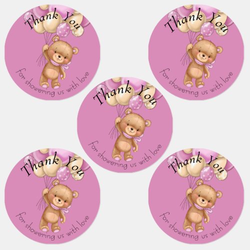 Teddy Bear BALLOON thank you  Labels