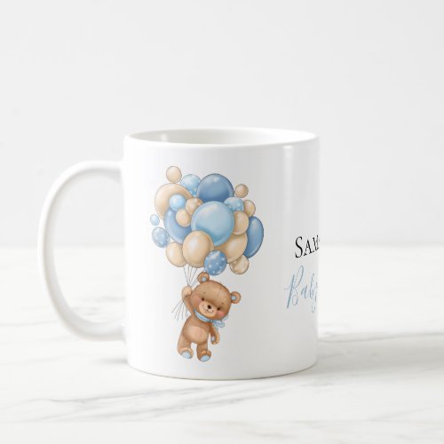 Teddy Bear Balloon White Blue  Coffee Mug